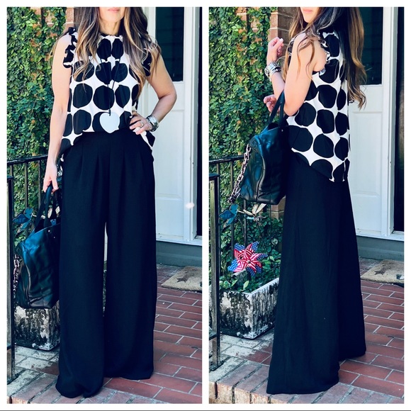 39 Black Fabulous Boho Wide Leg Solid Pleated Pants - Picture 6 of 8